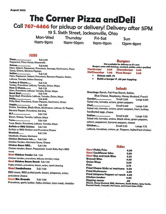 Corner Pizza and Deli Menu image 2