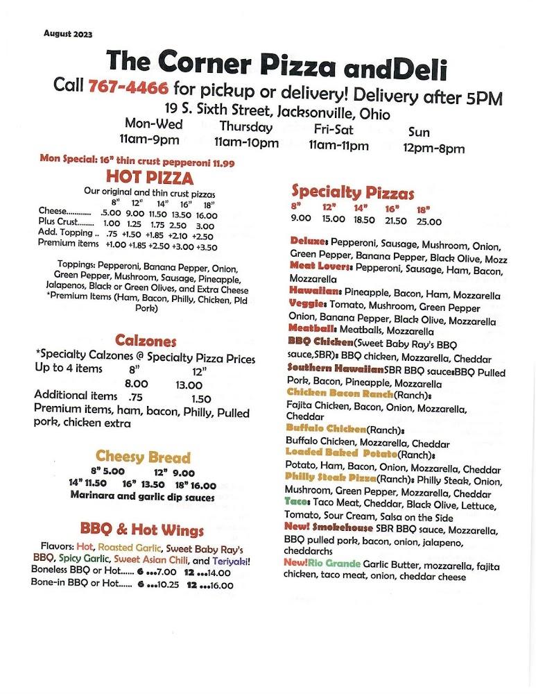 Corner Pizza and Deli Menu image 3