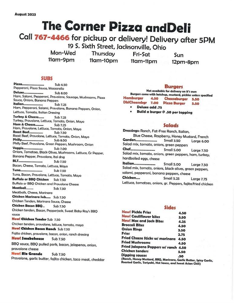 Corner Pizza and Deli Menu image 4